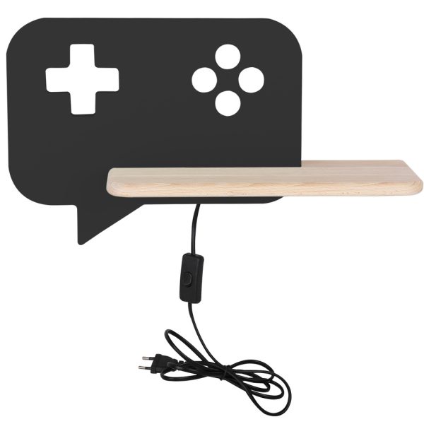 Applique murale étagère LED Console Noir avec câble Kids