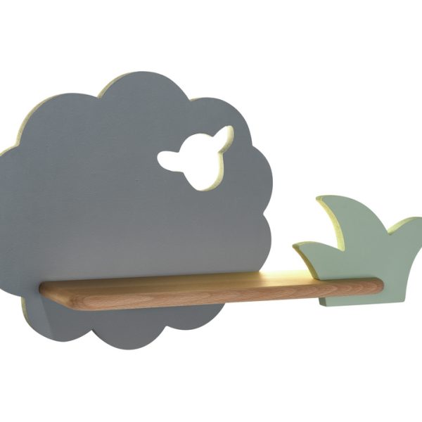 Applique étagère LED Mouton Gris Vert IQ Kids