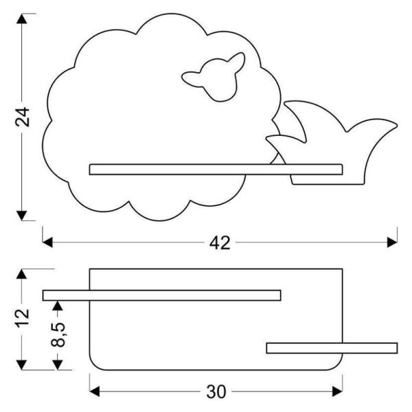Applique étagère LED Mouton Gris Vert IQ Kids
