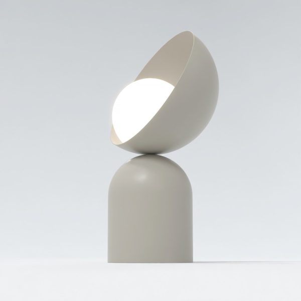 Lampe à poser Lisbonne en acier et verre beige