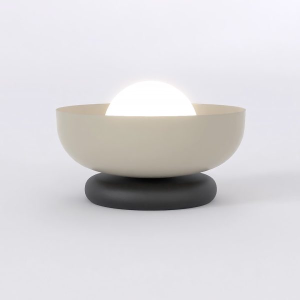 Lampe à poser Valence en acier et verre beige