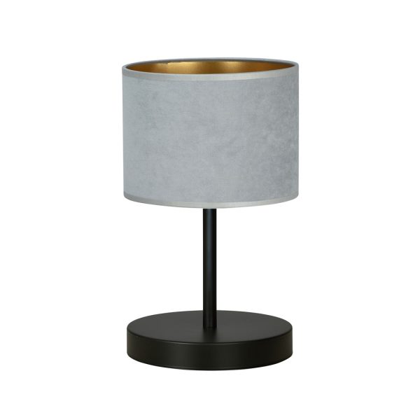 Lampe à poser Bruges en acier et tissu gris cylindrique