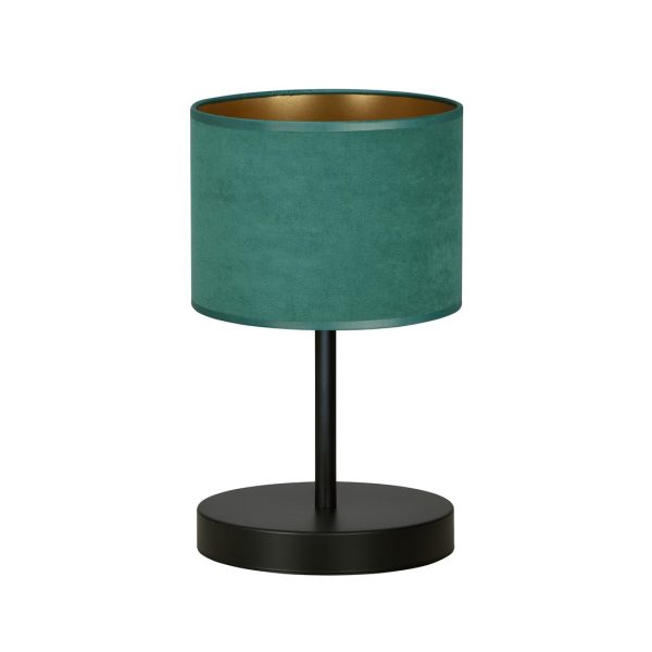Lampe à poser Bruges en acier et tissu vert cylindrique