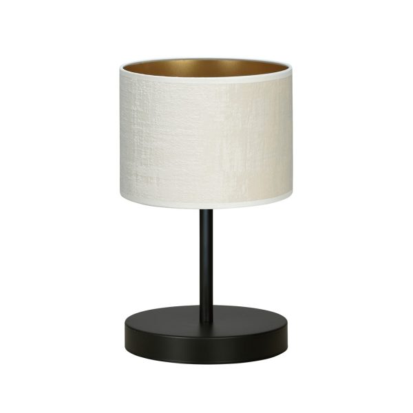 Lampe à poser Bruges en acier et tissu blanc cylindrique